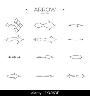 Premium set of arrow line. Universal Arrow icon. Arrow basic UI elements. To use in web and mobile UI. Vector Stock Vector
