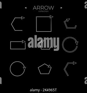 Thin Line Icons. Universal Arrow icon. Arrow basic UI elements. Simple Minimal Pictogram. Editable vector stroke Stock Vector