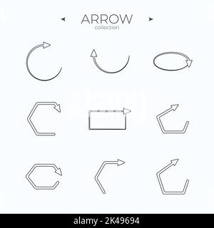 Simple set of arrow icons. Linear Arrow icons set. Arrow basic UI elements. For Apps. Vector Stock Vector
