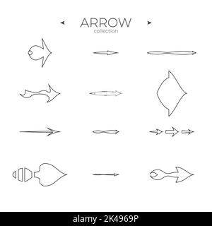 Thin Line Icons. Universal Arrow icon. Modern vector symbols. For Web Graphics. Vector illustration Stock Vector