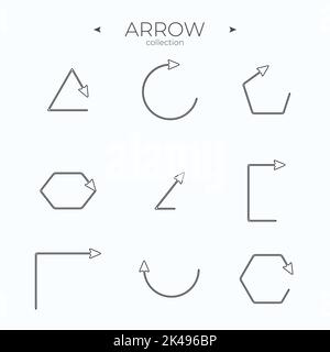 Thin Line Icons. Linear Arrow icons set. Arrow basic UI elements. Simple Minimal Pictogram. Vector Stock Vector
