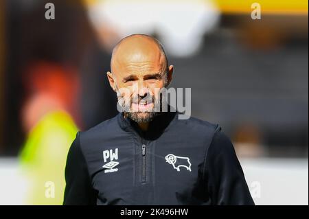 Cambridge, UK. 1st October 2022Manager Paul Warne ( Paul Warne Derby) during the Sky Bet League 1 match between Cambridge United and Derby County at the R Costings Abbey Stadium, Cambridge on Saturday 1st October 2022. Credit: MI News & Sport /Alamy Live News