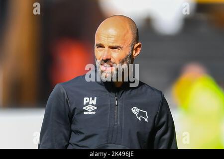 Cambridge, UK. 1st October 2022Manager Paul Warne ( Paul Warne Derby) during the Sky Bet League 1 match between Cambridge United and Derby County at the R Costings Abbey Stadium, Cambridge on Saturday 1st October 2022. Credit: MI News & Sport /Alamy Live News