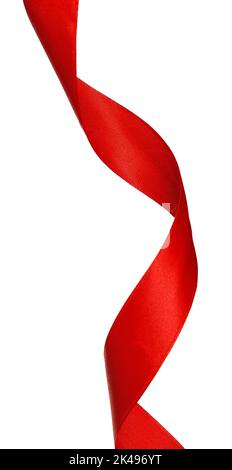 Curly vertical red ribbon isolated on white background Stock Photo - Alamy