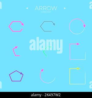 Vector Arrow Icons. Collection in color. With elegant style. Curly and wave orientation. Arrows Isolated Stock Vector
