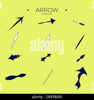 Vector Arrow Icons. Colorful comic arrow. With elegant style. Curly and wave orientation. Vector illustration Stock Vector