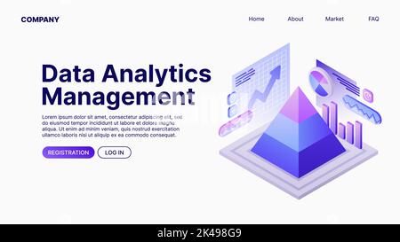 Data Analytics Management. Data Analyse. Landing Page Template. Vector illustration Stock Vector