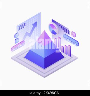 Data Analytics Management Illustration. Data Analyse. Visualization and Forecasting. White Template. Vector illustration Stock Vector