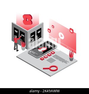 Best Video Shorts Illustration. Vlogging. Man Watching Video Shorts. Vector illustration Stock Vector