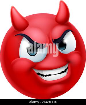 Devil Emoji Emoticon Man Face Cartoon Icon Mascot Stock Vector