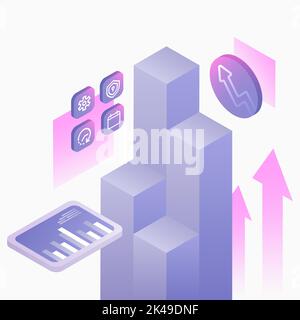 Data Analytics Systems Illustration. Data Analyse. Statistic. White Background. Vector illustration Stock Vector