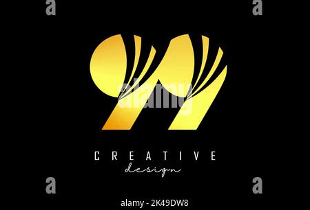 Golden Creative number 365 logo with leading lines and road concept design. Letter with geometric design. Vector Illustration with number. Stock Vector