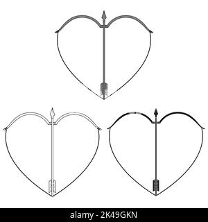 Valentine bow and arrow vector design, bow and arrow with heart shape, happy valentines day Stock Vector