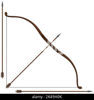 Archery kit vector design for target shooting, Bow Arrow Quiver illustration Stock Vector