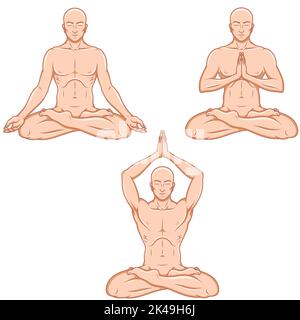 Vector Design of Man Meditating in Lotus Flower Position Stock Vector