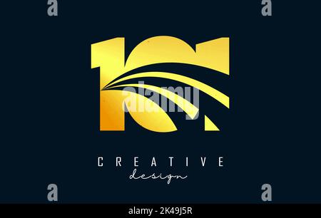 Golden  Creative number 101 logo with leading lines and road concept design. Letter with geometric design. Vector Illustration with number. Stock Vector