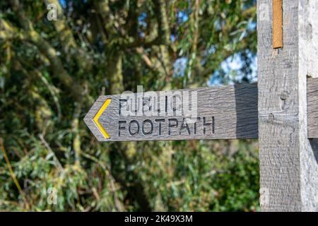 Wooden Public Footpath sign Stock Photo