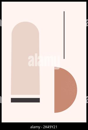 Boho Modern illustration in mid century style: poster, boho wall decor, flat design, minimal art Stock Vector