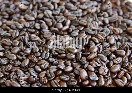 Closeup photo of roasted coffee beans from Uganda Stock Photo