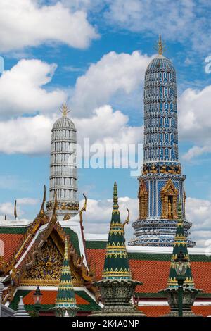 Bangkok, Thailand.  Prangs inside the Compound of the Royal Grand Palace. Stock Photo