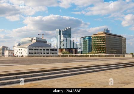 Modern skyscrapers, commercial buildings view with reflective surfaceof cityscape in Brussels Stock Photo