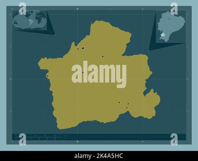 El Oro, province of Ecuador. Solid color shape. Locations of major cities of the region. Corner auxiliary location maps Stock Photo