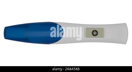 Positive (+) pregnancy test on white background Stock Photo