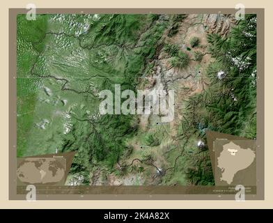 Pichincha, province of Ecuador. High resolution satellite map. Locations and names of major cities of the region. Corner auxiliary location maps Stock Photo