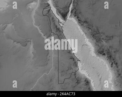 Al Bahr al Ahmar, governorate of Egypt. Grayscale elevation map with lakes and rivers Stock Photo