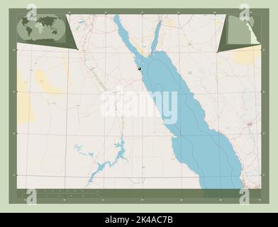 Al Bahr al Ahmar, governorate of Egypt. Open Street Map. Corner auxiliary location maps Stock Photo