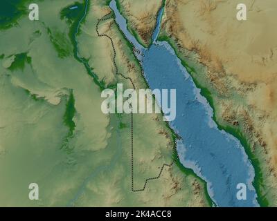 Al Bahr al Ahmar, governorate of Egypt. Colored elevation map with lakes and rivers Stock Photo