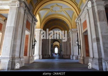 Inner courtyard of the royal palace of Caserta, built in the 18th century. Stock Photo