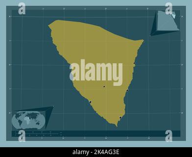 Janub Sina', governorate of Egypt. Solid color shape. Locations of major cities of the region. Corner auxiliary location maps Stock Photo