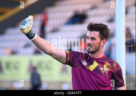 Cambridge, UK. 1st October 2022Goalkeeper Joe Wildsmith ( Derby) warms up during the Sky Bet League 1 match between Cambridge United and Derby County at the R Costings Abbey Stadium, Cambridge on Saturday 1st October 2022. (Credit: Kevin Hodgson | MI News) Credit: MI News & Sport /Alamy Live News