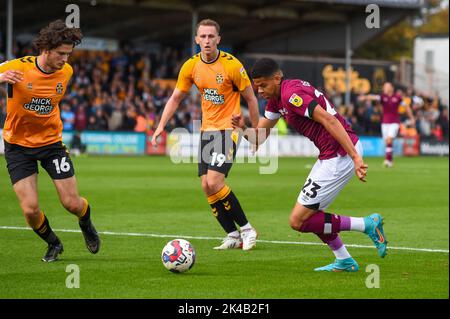 Cambridge, UK. 1st October 2022William Osula (23 Derby) controls the ball during the Sky Bet League 1 match between Cambridge United and Derby County at the R Costings Abbey Stadium, Cambridge on Saturday 1st October 2022. (Credit: Kevin Hodgson | MI News) Credit: MI News & Sport /Alamy Live News