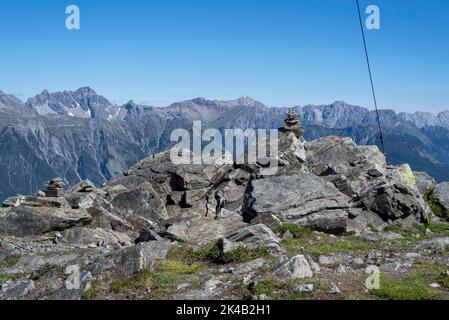 Mountain peak, Alps, European long-distance hiking trail E5, Zams, Tyrol, Austria Stock Photo