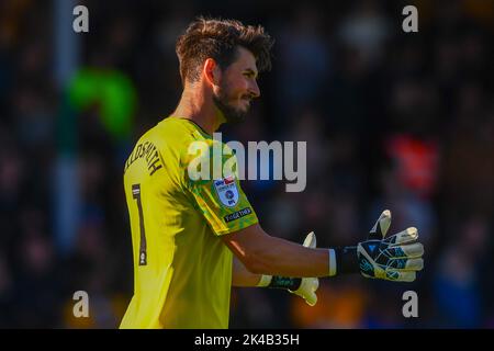 Cambridge, UK. 1st October 2022Goalkeeper Joe Wildsmith ( Derby) gestures during the Sky Bet League 1 match between Cambridge United and Derby County at the R Costings Abbey Stadium, Cambridge on Saturday 1st October 2022. (Credit: Kevin Hodgson | MI News) Credit: MI News & Sport /Alamy Live News