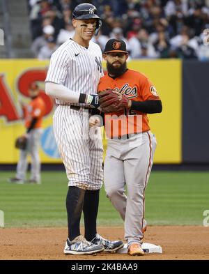 Bronx, United States. 24th May, 2022. Baltimore Orioles Rougned Odor  celebrates after hitting a 3-run home run in the seventh inning against the  New York Yankees at Yankee Stadium in New York