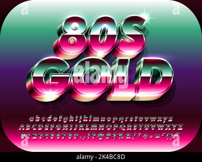 Old School 80s Gold Retro Shiny Metallic Text Effect Stock Vector