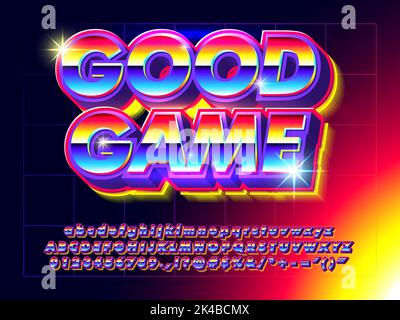 Good Game Neon Futuristic Space and Sc-fi Text Effect Stock Vector
