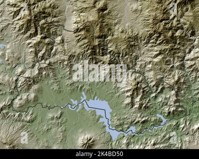 Chalatenango, department of El Salvador. Elevation map colored in wiki style with lakes and rivers Stock Photo