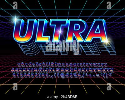 Ultra Festival Music Neon Futuristic Glitch Text Effect Stock Vector