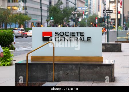 Societe Generale signage at their New York headquarters on Park Avenue. Stock Photo