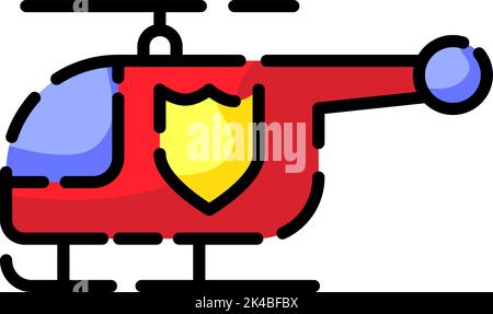 Police helicopter, illustration, vector on a white background. Stock Vector