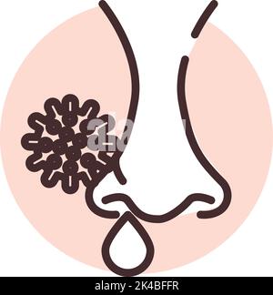 Allergy runny nose, illustration, vector on white background. Stock Vector