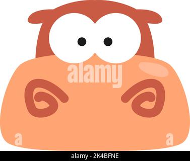 Orange hippopotamus, illustration, vector on white background. Stock Vector