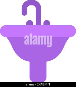 Bathroom sink, illustration, vector on white background. Stock Vector