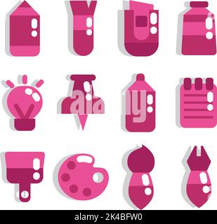 Art tools, illustration, vector on white background. Stock Vector