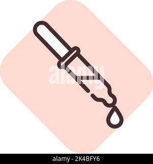 Biochemistry eyedropper, illustration, vector on white background. Stock Vector