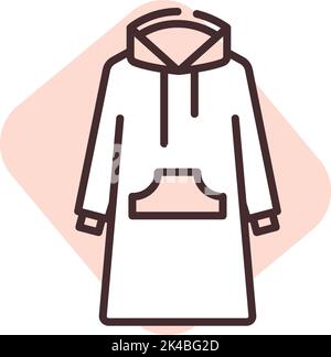 Apparel hoodie dress, illustration, vector on white background. Stock Vector